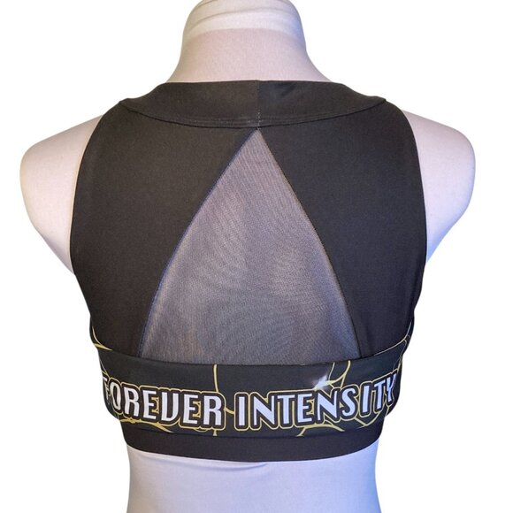 Forever Intensity Sports Bra, Size Medium, Black Gold Mesh Stretchy Electric - Picture 4 of 10